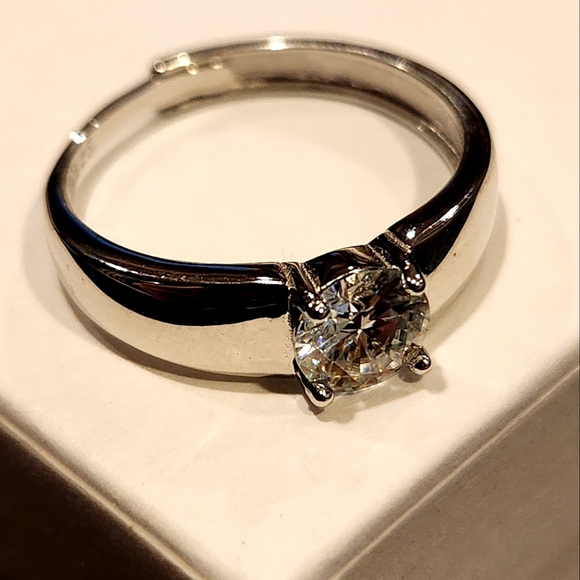 Adjustable Moissanite Ring 925 Sterling Silver Open D-ColorVVS1 Lab Grown Diamon - Picture 4 of 12